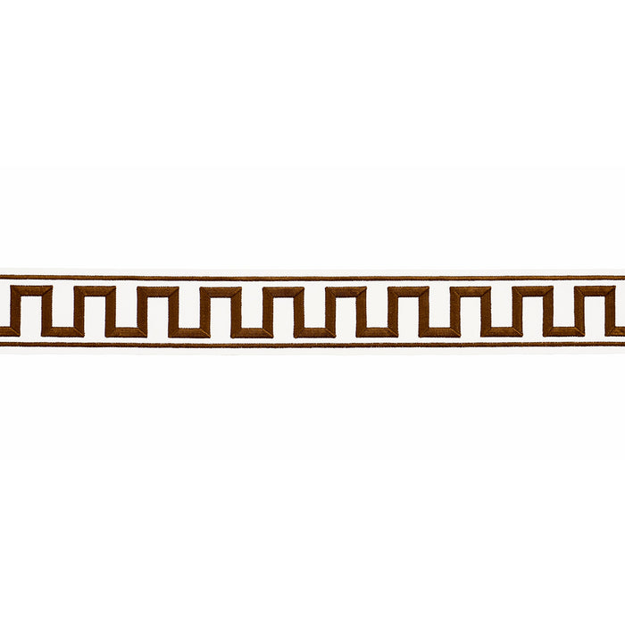 Schumacher Greek Key Embroidered Tape Brown Trim 70808