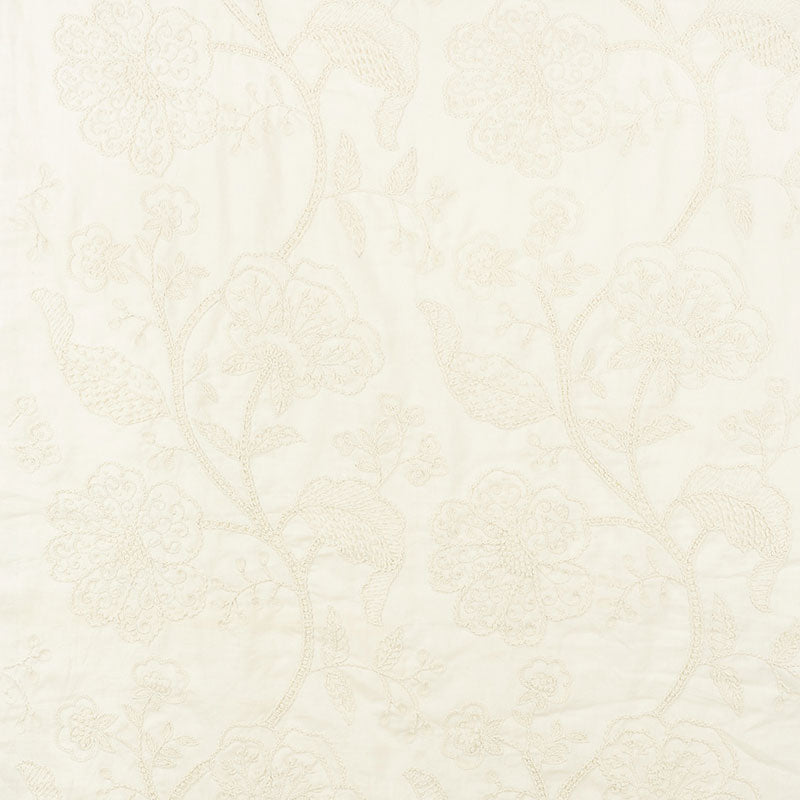 Schumacher Full Bloom Embroidery Cream Fabric Sample 70811