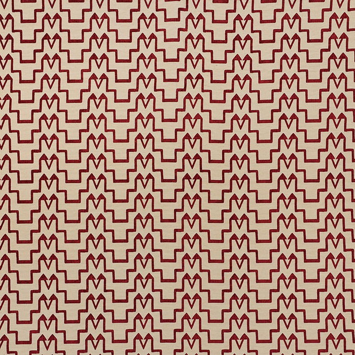Schumacher Turkish Step Red/Natural Fabric Sample 71242