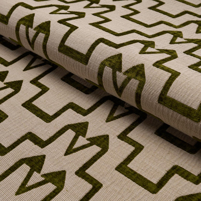 Schumacher Turkish Step Olive Fabric Sample 71246
