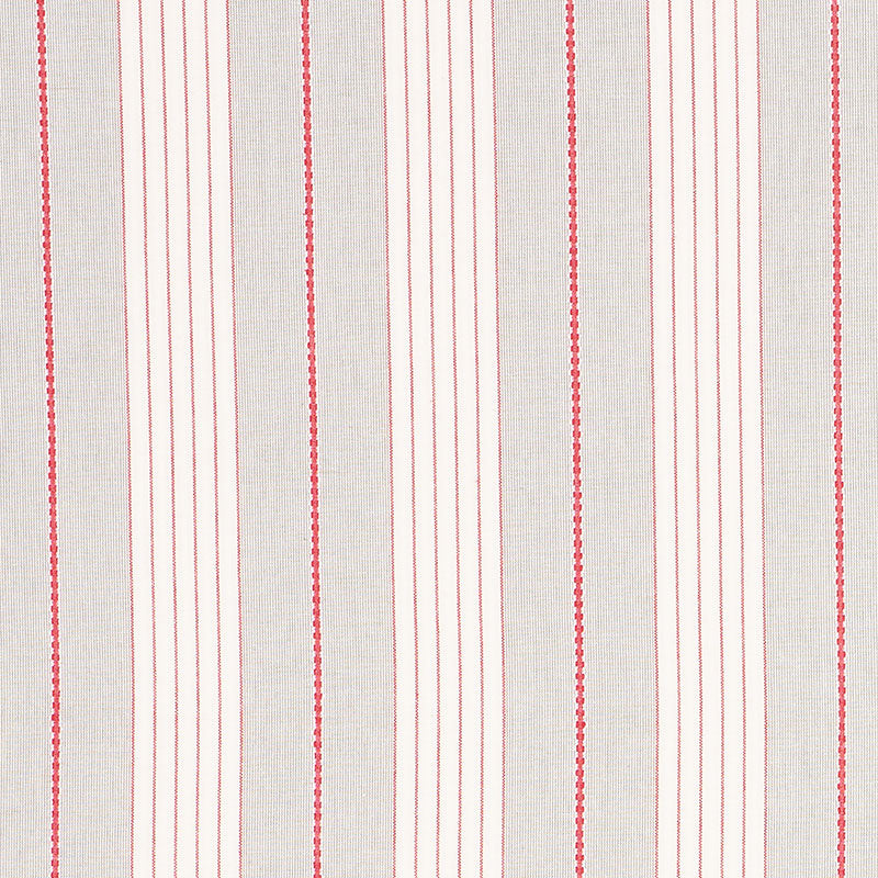 Schumacher Audrey Stripe Grey & Red Fabric Sample 71373