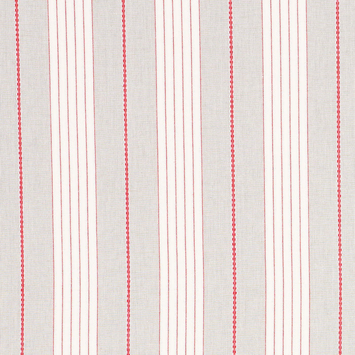Schumacher Audrey Stripe Grey & Red Fabric Sample 71373