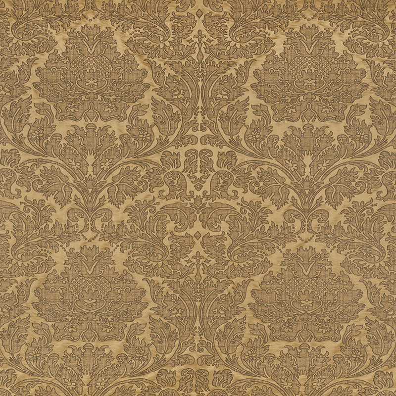 Schumacher Belice Damasco Antique Gold Fabric Sample 71482