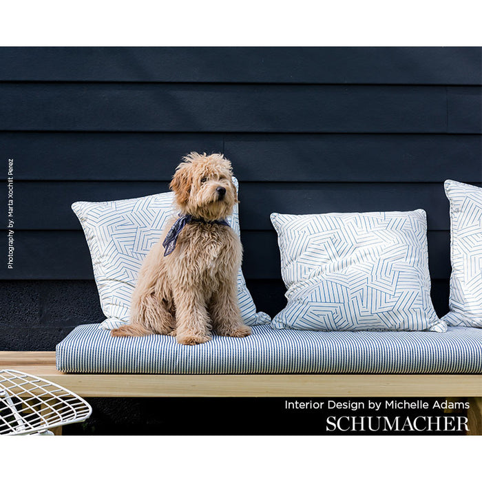 Schumacher Stitched Stripe Indoor/Outdoor Blue Fabric 71742