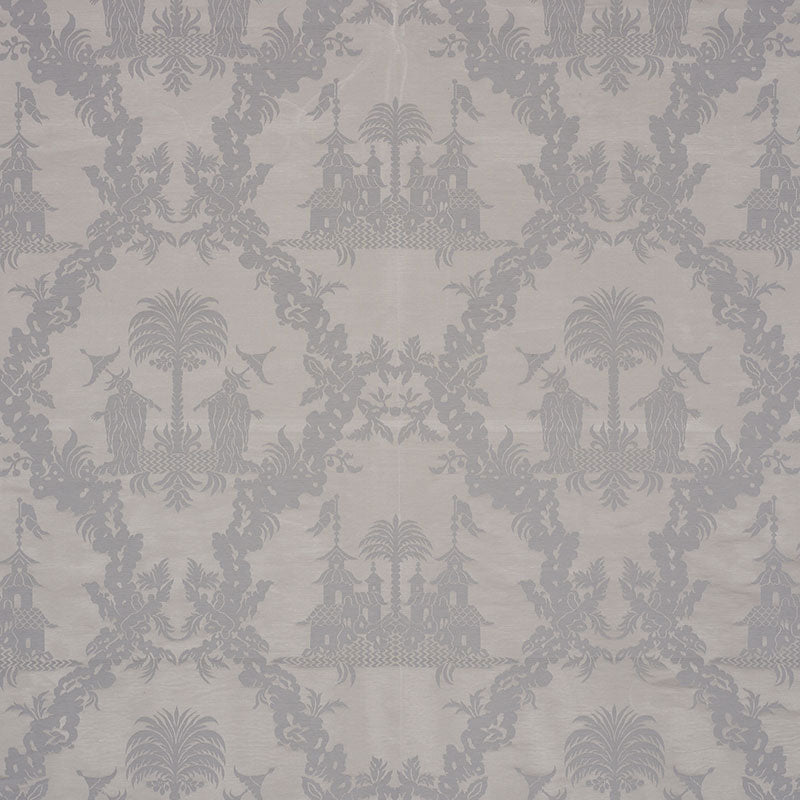 Schumacher Chinoiserie Royale Platinum Fabric Sample 71831