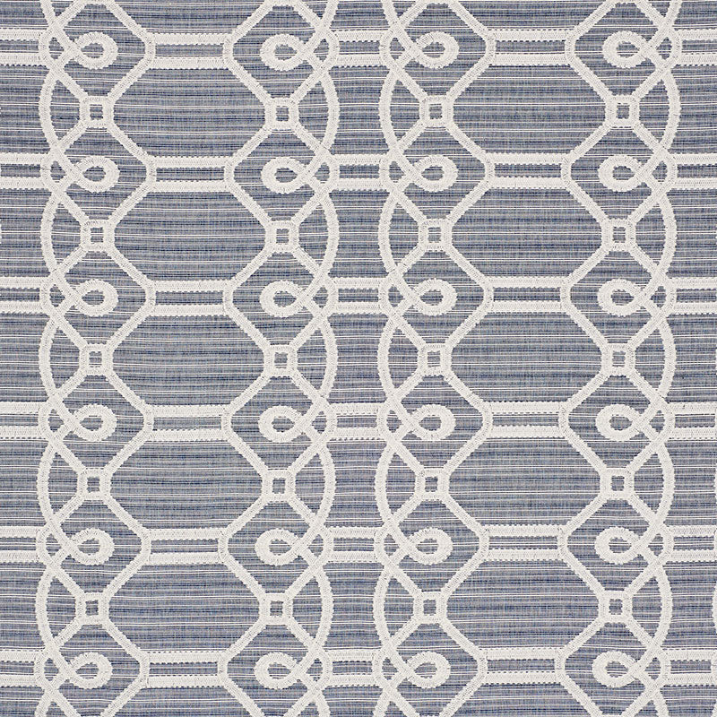 Schumacher Ziz Embroidery Blue Fabric 71930