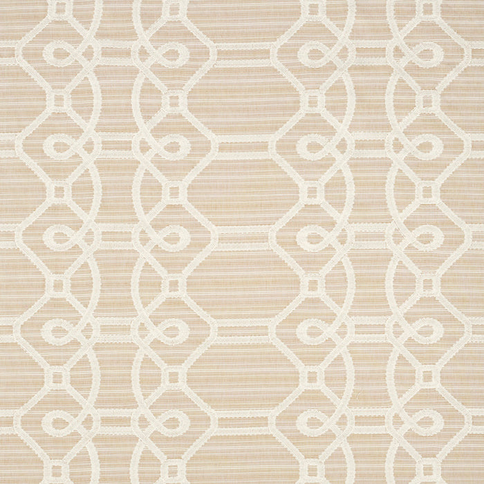 Schumacher Ziz Embroidery Natural Fabric Sample 71934