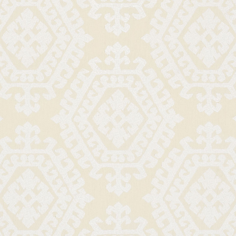 Schumacher Omar Embroidery Ivory Fabric 71940