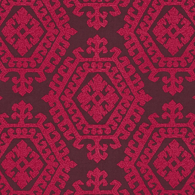 Schumacher Omar Embroidery Berry Fabric Sample 71943