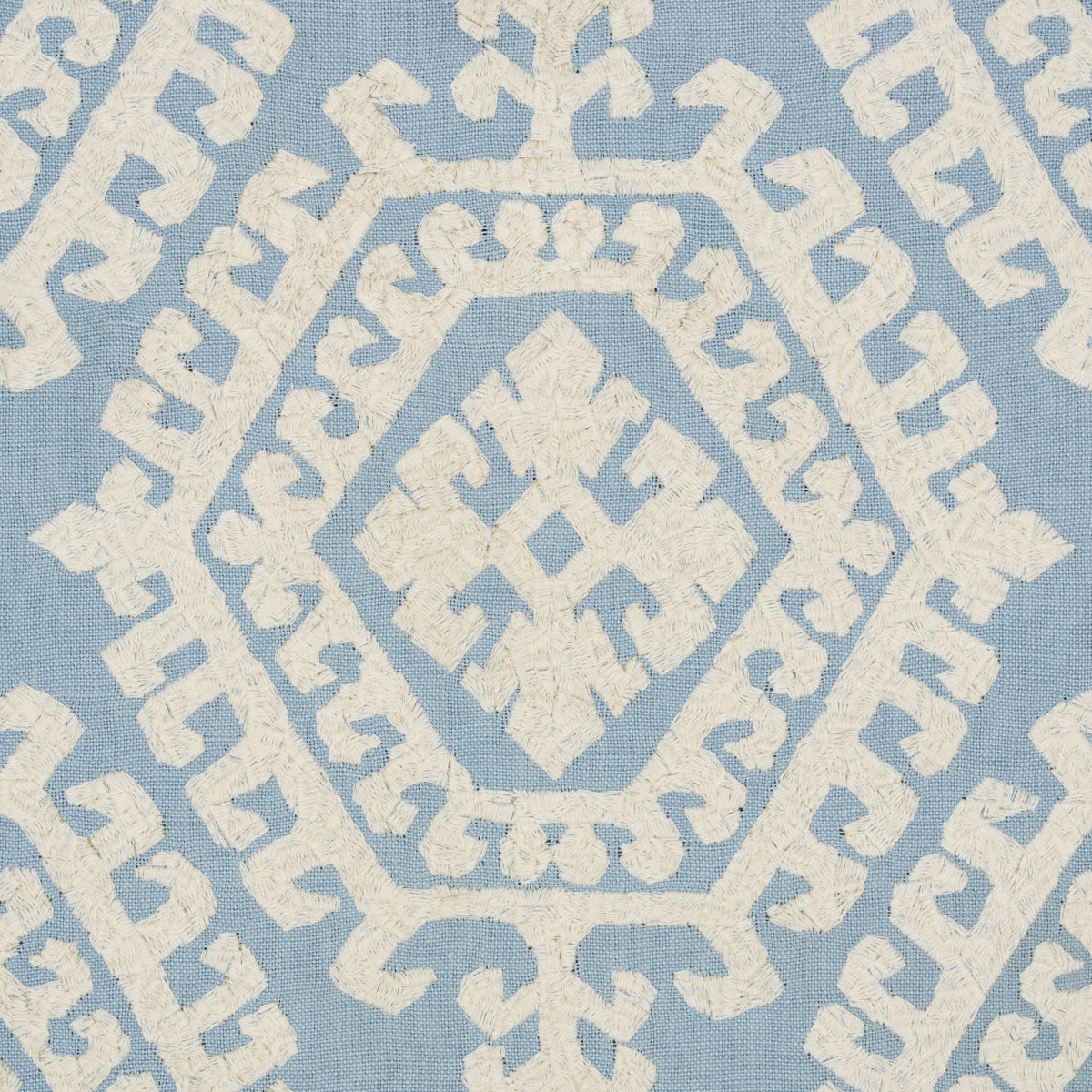 Schumacher Omar Embroidery Sky Fabric 71945
