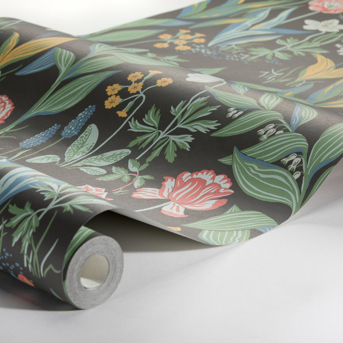 Schumacher Spring Garden Charcoal Multi Wallpaper Sample 7219