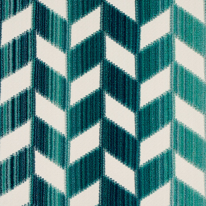 Schumacher Chevron Strie Velvet Peacock Fabric 72813