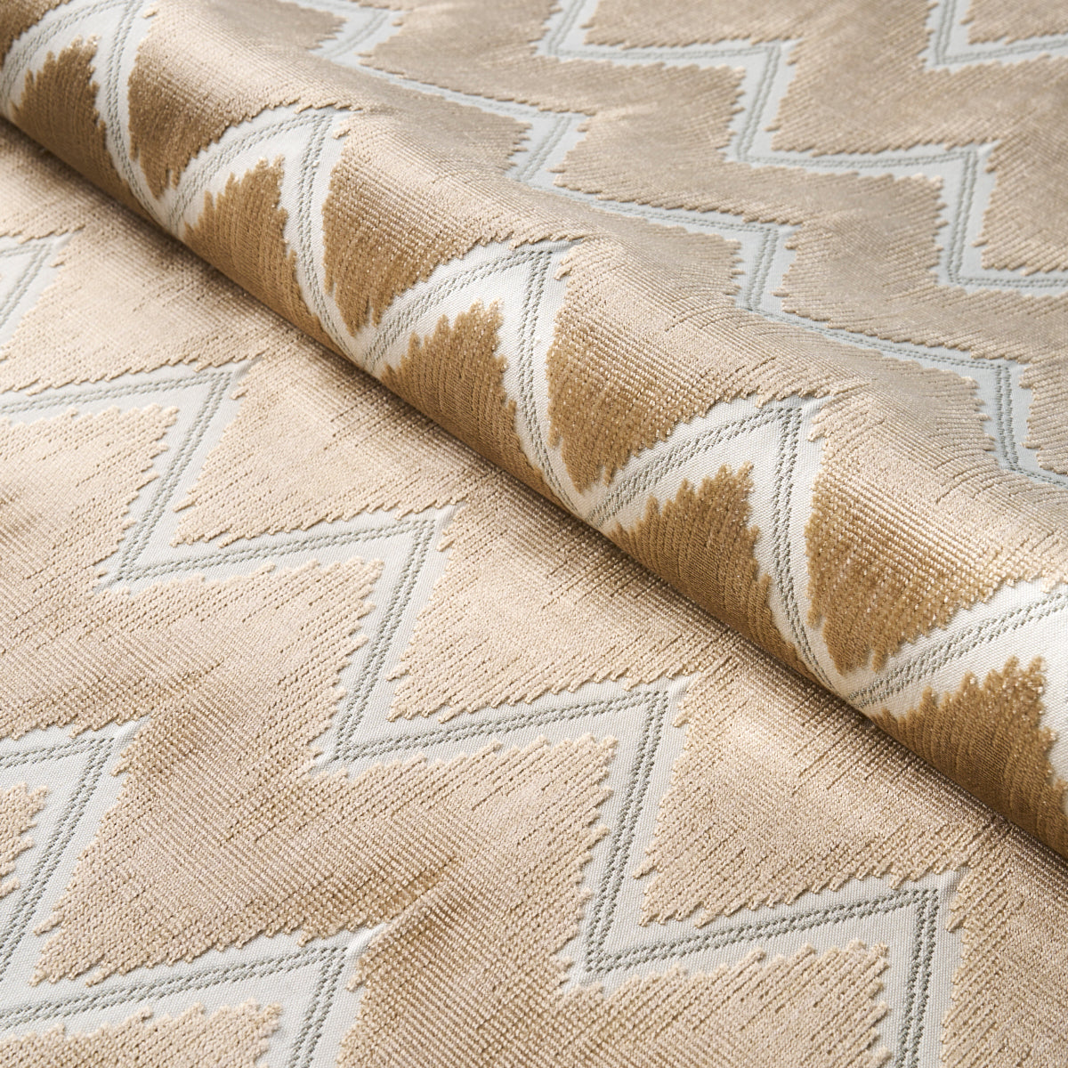 Schumacher Chevron Velvet Gold Fabric 72845