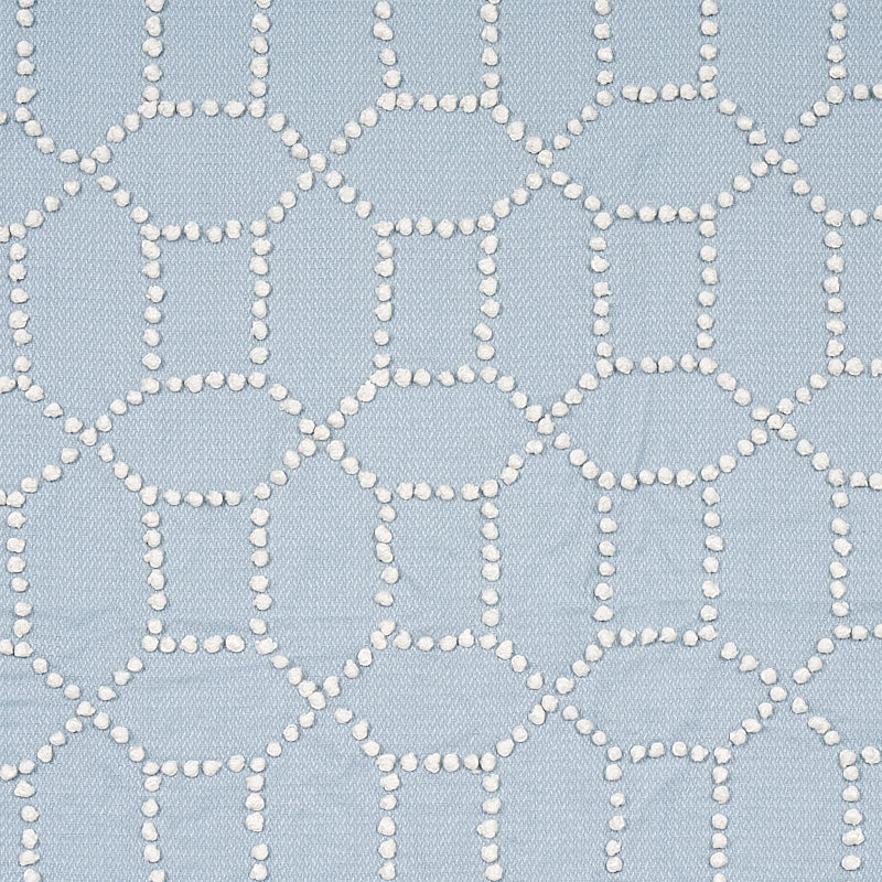 Schumacher Vento Embroidery Sky Fabric Sample 73282