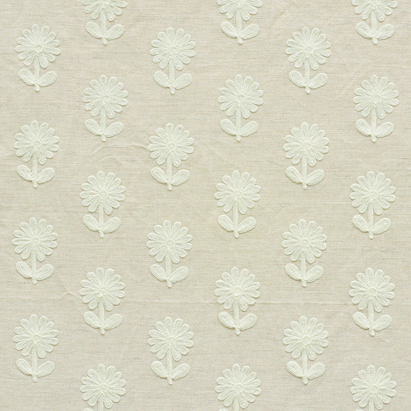 Schumacher Paley Embroidery Natural Fabric Sample 73482