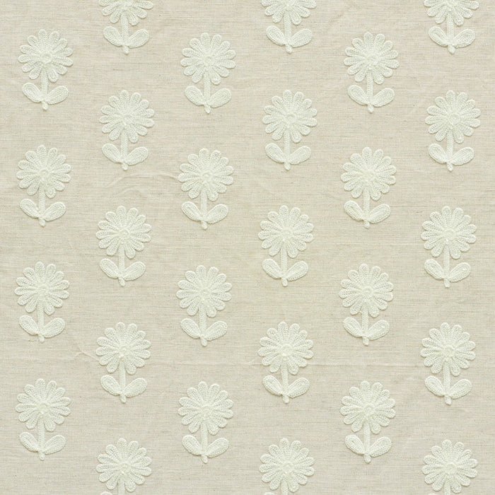 Schumacher Paley Embroidery Natural Fabric Sample 73482