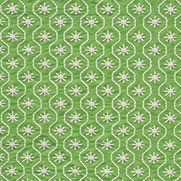 Schumacher Gigi Embroidery Green Fabric Sample 73490
