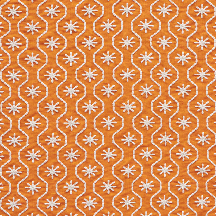 Schumacher Gigi Embroidery Orange Fabric Sample 73491