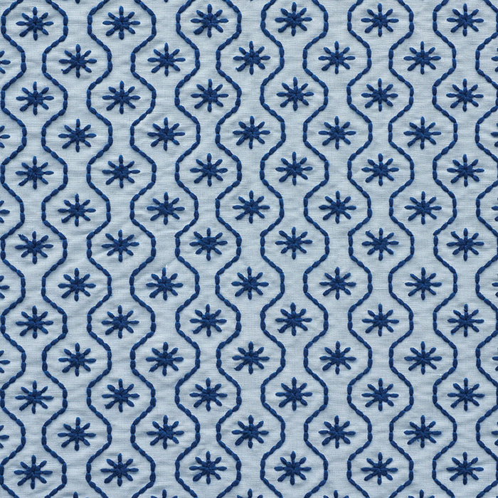 Schumacher Gigi Embroidery Blue Fabric Sample 73492