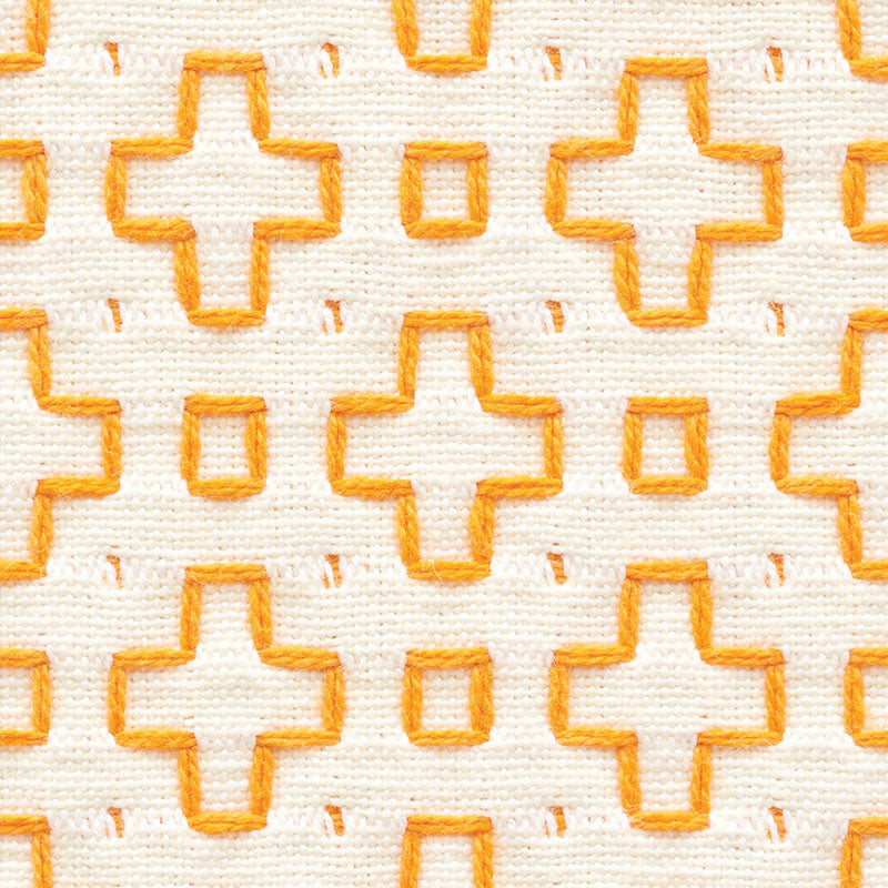 Schumacher Scout Embroidery Orange Fabric Sample 73562