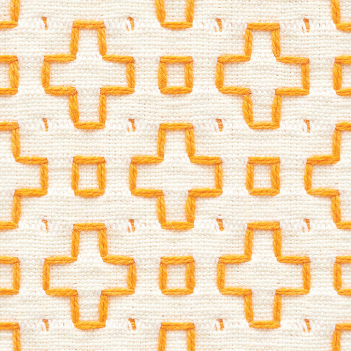 Schumacher Scout Embroidery Orange Fabric Sample 73562