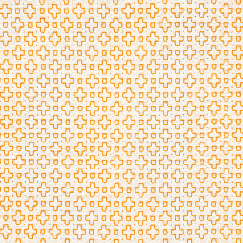 Schumacher Scout Embroidery Orange Fabric Sample 73562