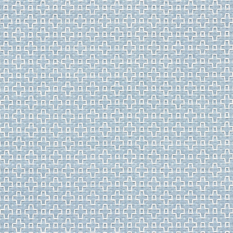 Schumacher Scout Embroidery Sky Fabric Sample 73563