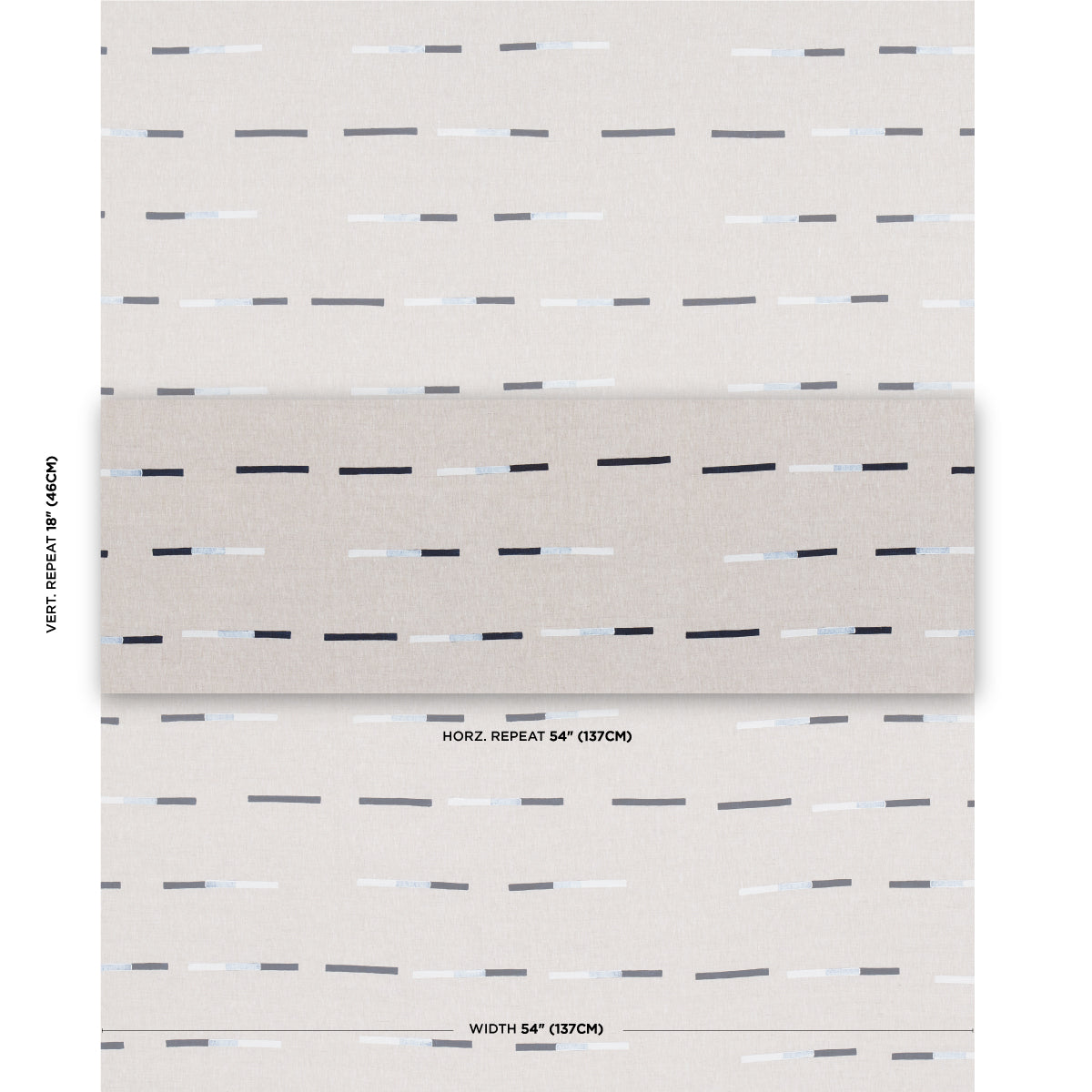 Schumacher Overlapping Dashes Navy Fabric Sample 74031