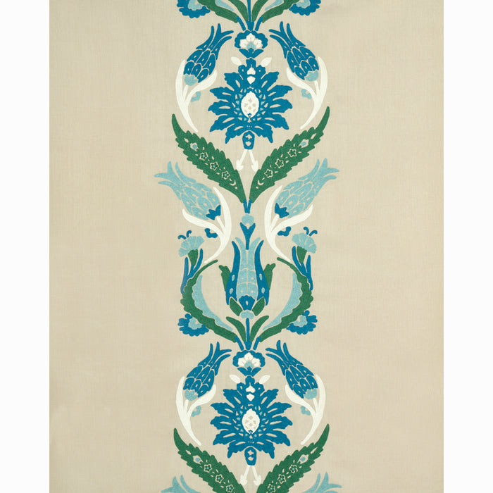 Schumacher Anagada Embroidery Peacock Fabric Sample 74141