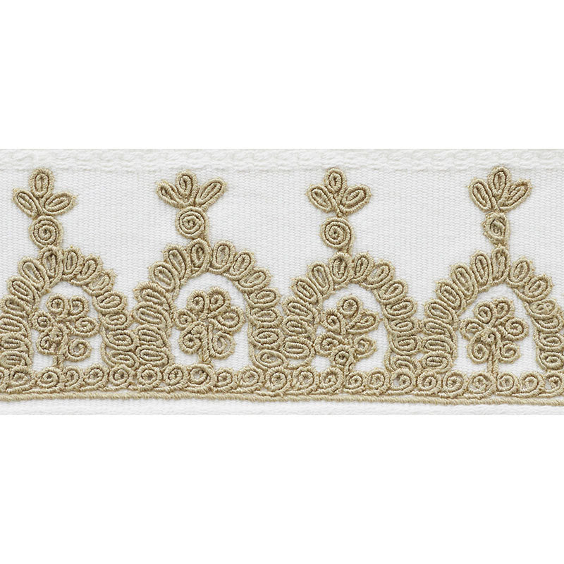 Schumacher Noelia Embroidered Tape Ivory Trim Sample 74150