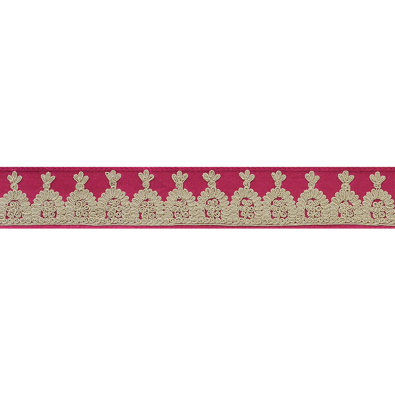Schumacher Noelia Embroidered Tape Garnet Trim Sample 74152