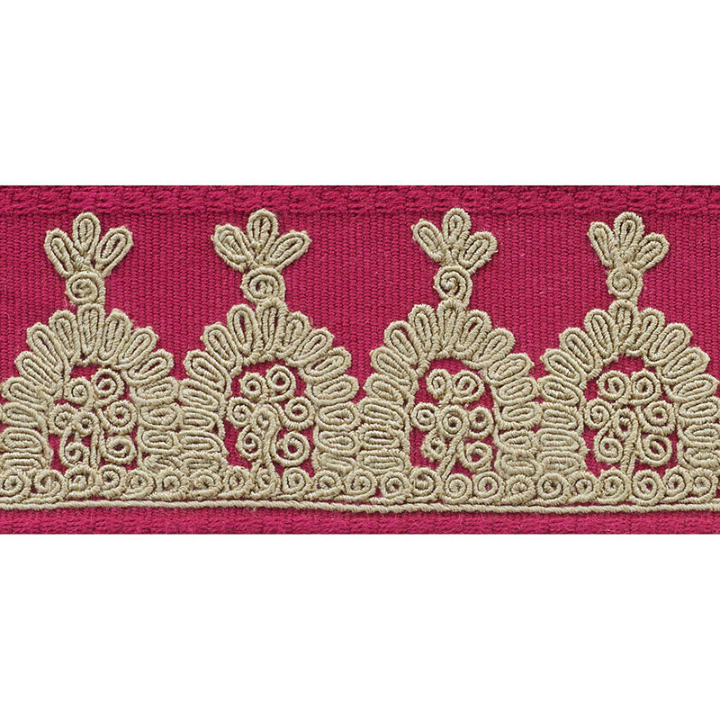 Schumacher Noelia Embroidered Tape Garnet Trim Sample 74152