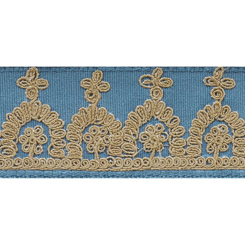 Schumacher Noelia Embroidered Tape Cadet Trim Sample 74153