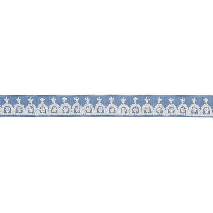 Schumacher Noelia Embroidered Tape Chambray Trim 74157