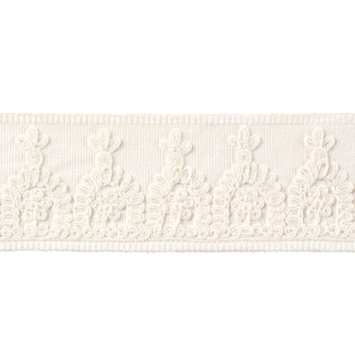 Schumacher Noelia Embroidered Tape White Trim Sample 74158