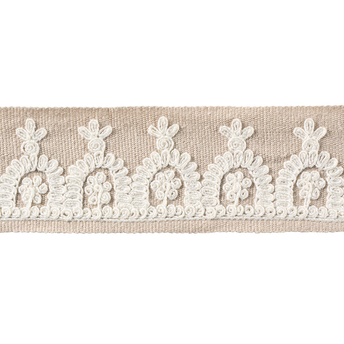 Schumacher Noelia Embroidered Tape Natural Trim Sample 74159