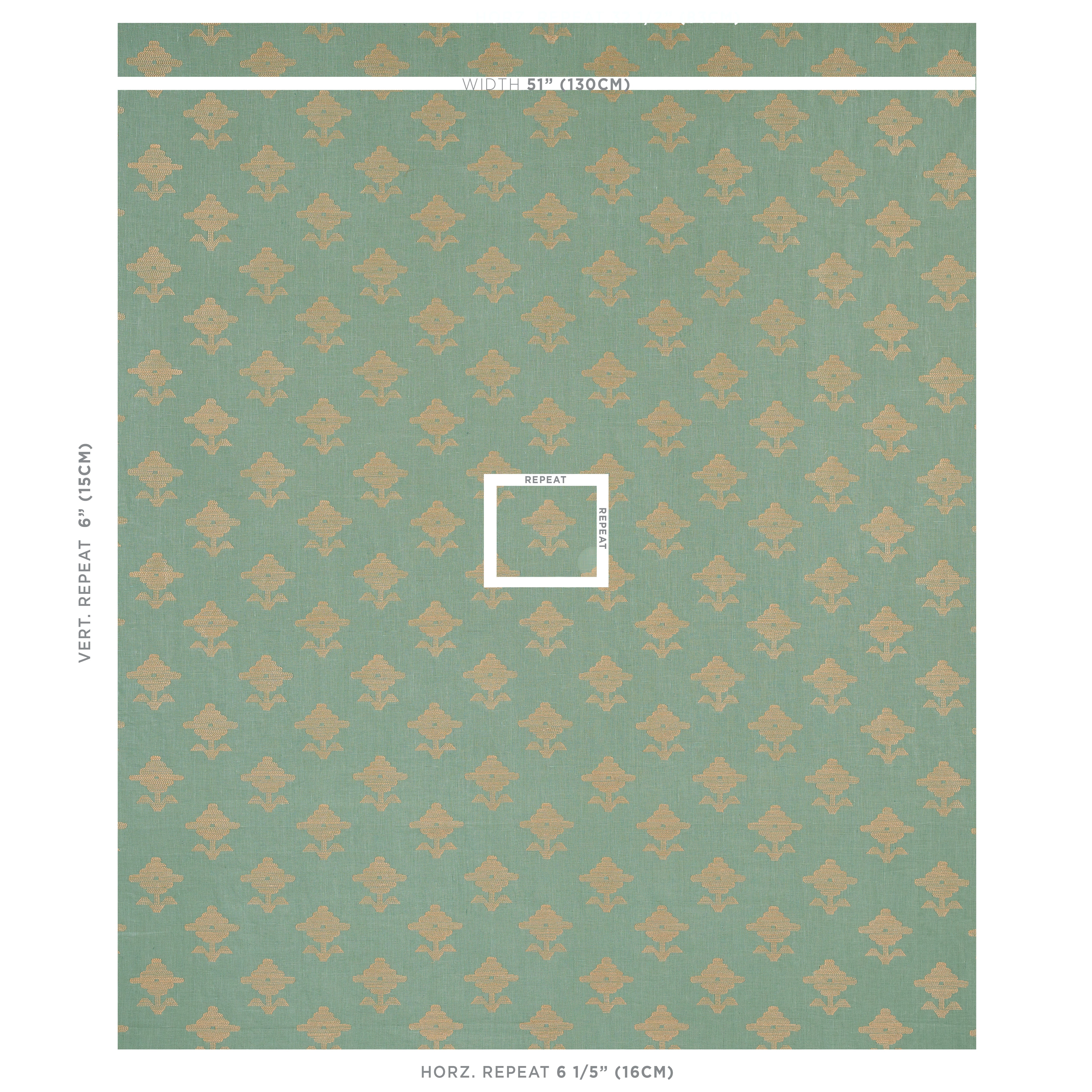 Schumacher Rubia Embroidery Mineral Fabric Sample 74164