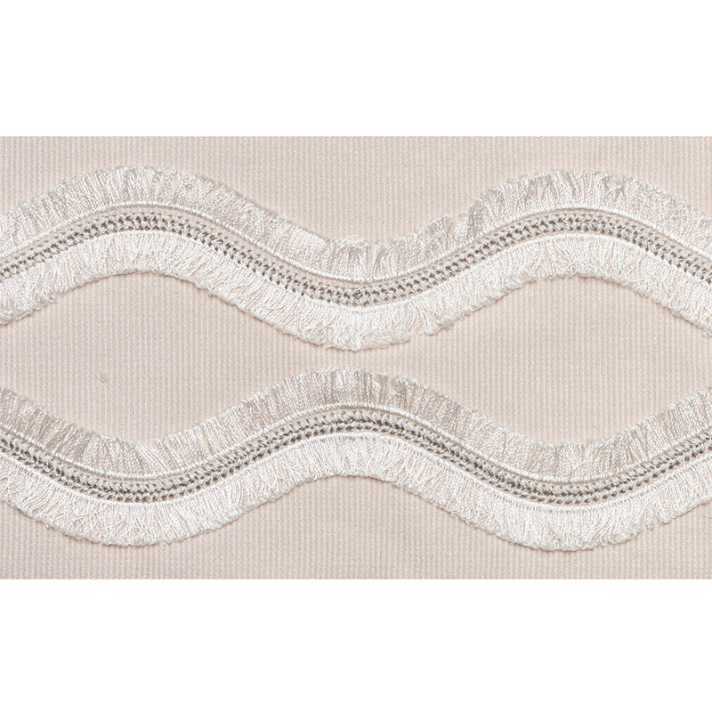 Schumacher Ogee Embroidered Tape Blush Trim Sample 74331