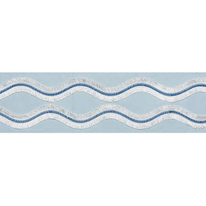 Schumacher Ogee Embroidered Tape Sky Trim Sample 74332
