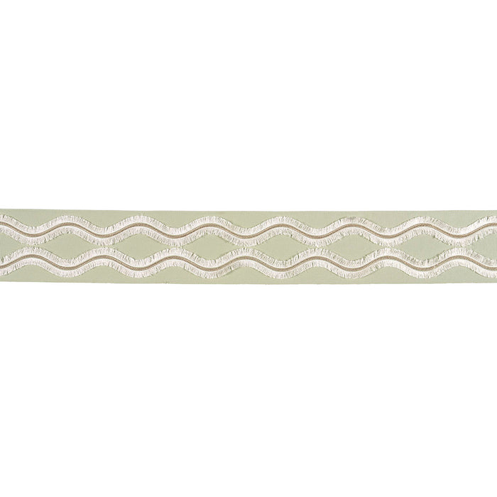 Schumacher Ogee Embroidered Tape Seaglass Trim Sample 74335