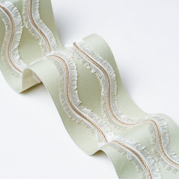 Schumacher Ogee Embroidered Tape Seaglass Trim Sample 74335