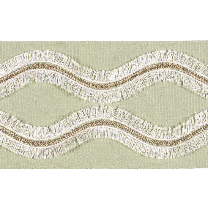 Schumacher Ogee Embroidered Tape Seaglass Trim Sample 74335