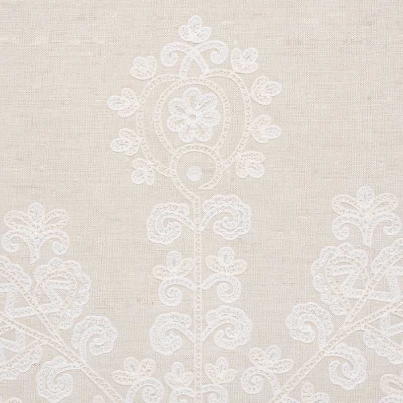 Schumacher Estrella Embroidery Linen Fabric Sample 74452