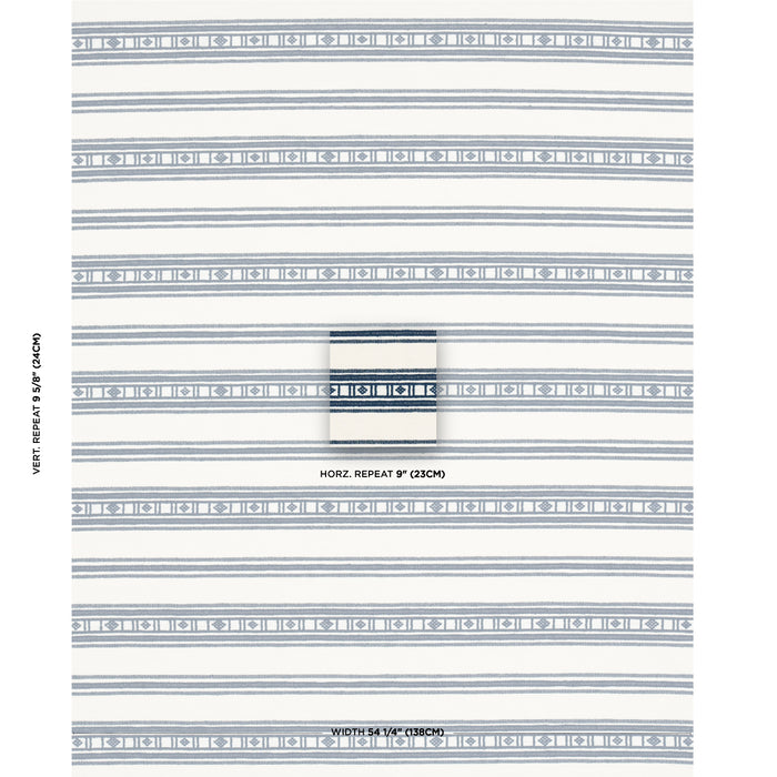 Schumacher Buena Vista Indigo Fabric 74483