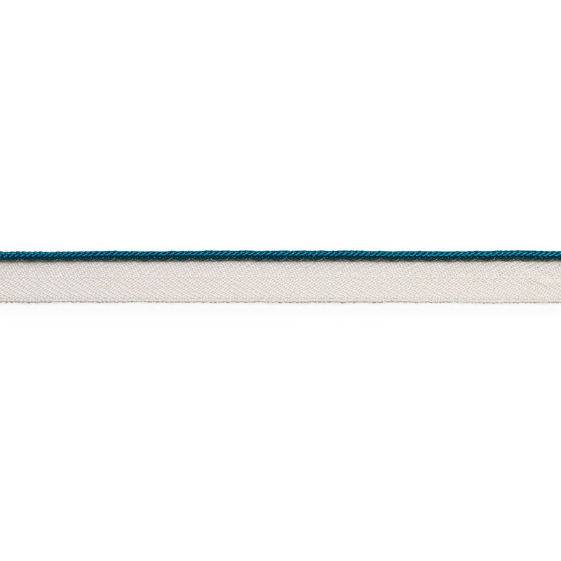 Schumacher Gustave Silk Lip Cord Narrow Peacock Trim Sample 74527