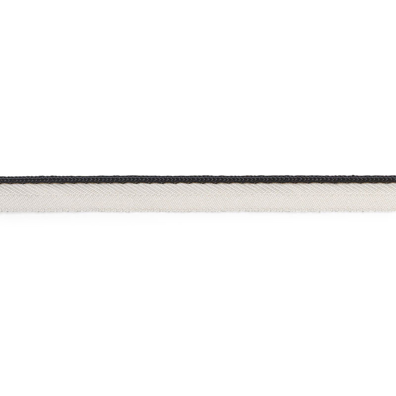 Schumacher Gustave Silk Lip Cord Narrow Black Trim Sample 74531