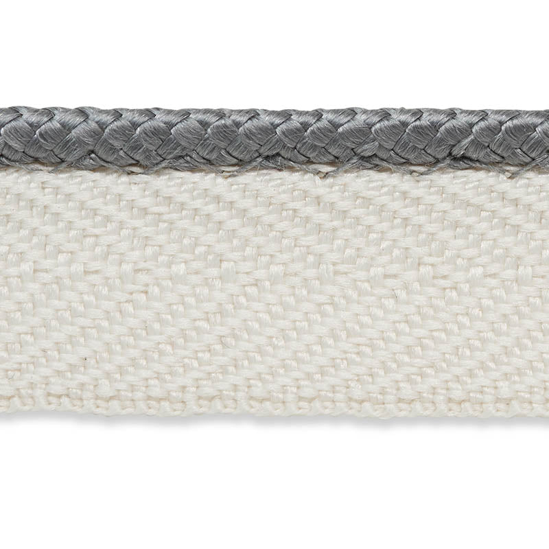 Schumacher Gustave Silk Lip Cord Narrow Grey Trim 74533