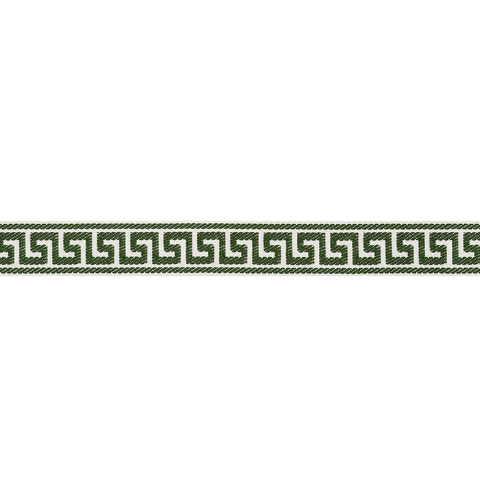 Schumacher Etienne Silk Greek Key Narrow Emerald Trim 74687