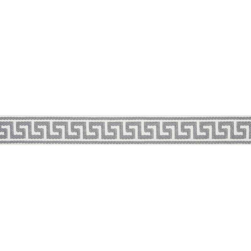 Schumacher Etienne Silk Greek Key Narrow Grey Trim Sample 74688
