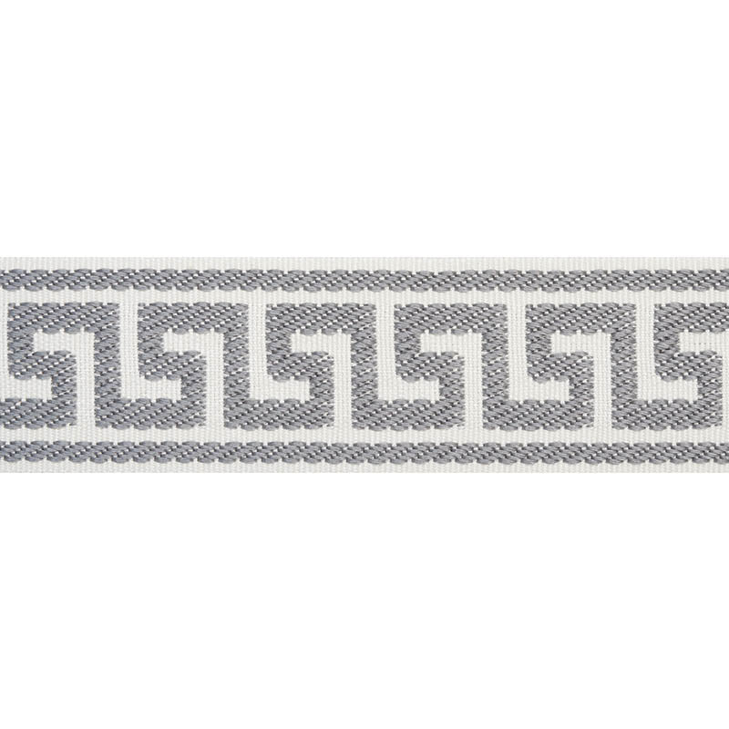Schumacher Etienne Silk Greek Key Narrow Grey Trim Sample 74688
